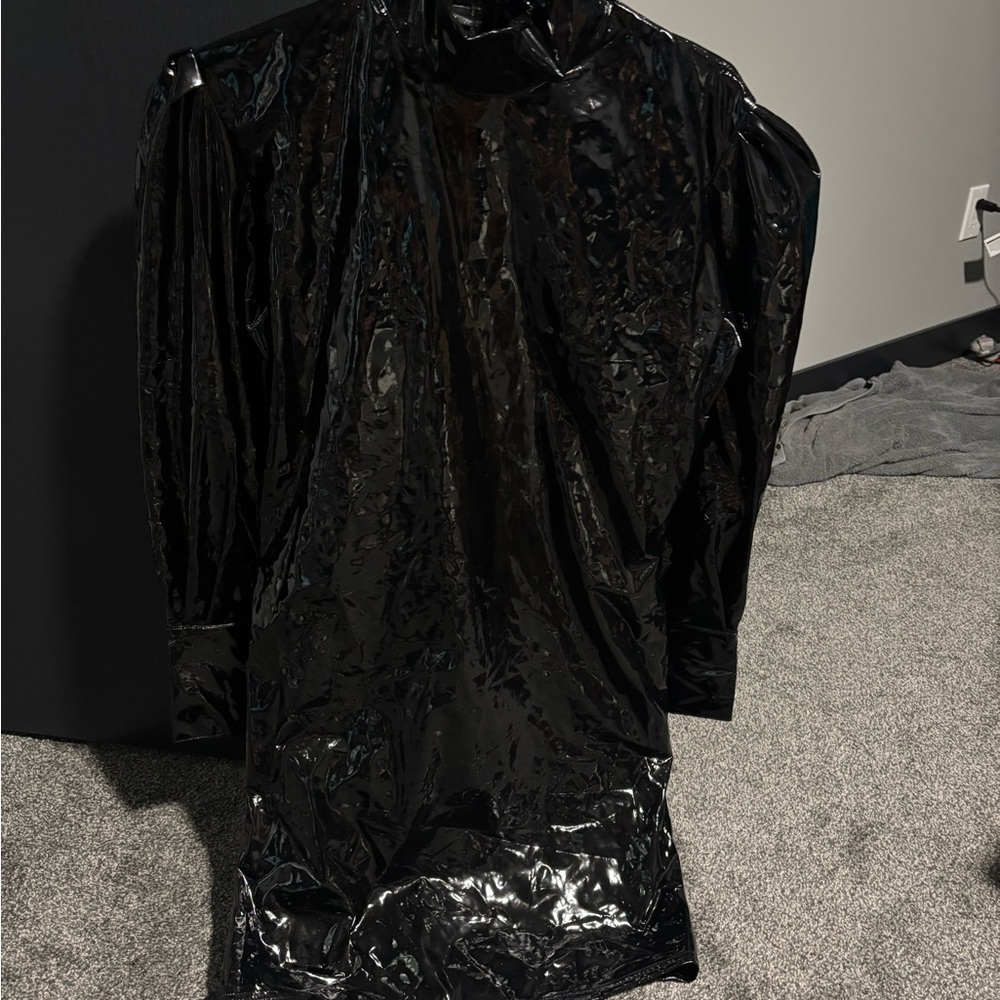 Black Shiny Long-Sleeve Dress